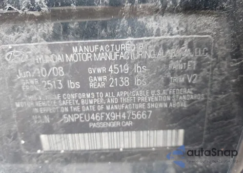2009 Hyundai Sonata Limited V6 from USA, damaged, VIN 5NPEU46FX9H475667